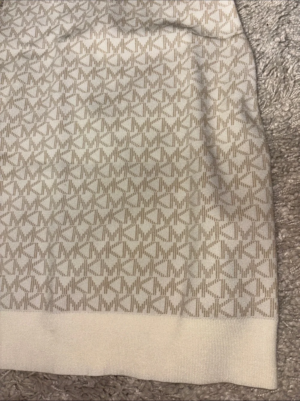 Michael Kors Cream & Beige Logo Knit Mini Dress